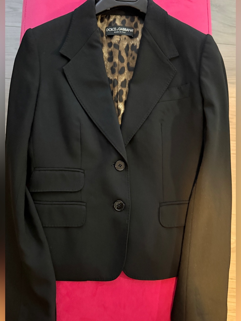Dolce & Gabbana Black Blazer with Animal Print Lining